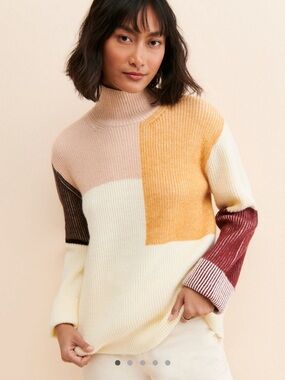 Anthropologie Callahan Colorblock Ribbed Turtleneck Sweater XS